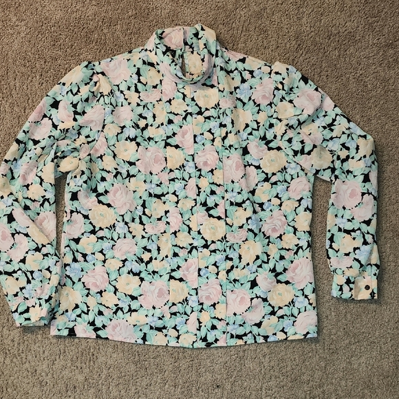 Jonathan Martin Pink and Blue Floral Blouse - Picture 1 of 5